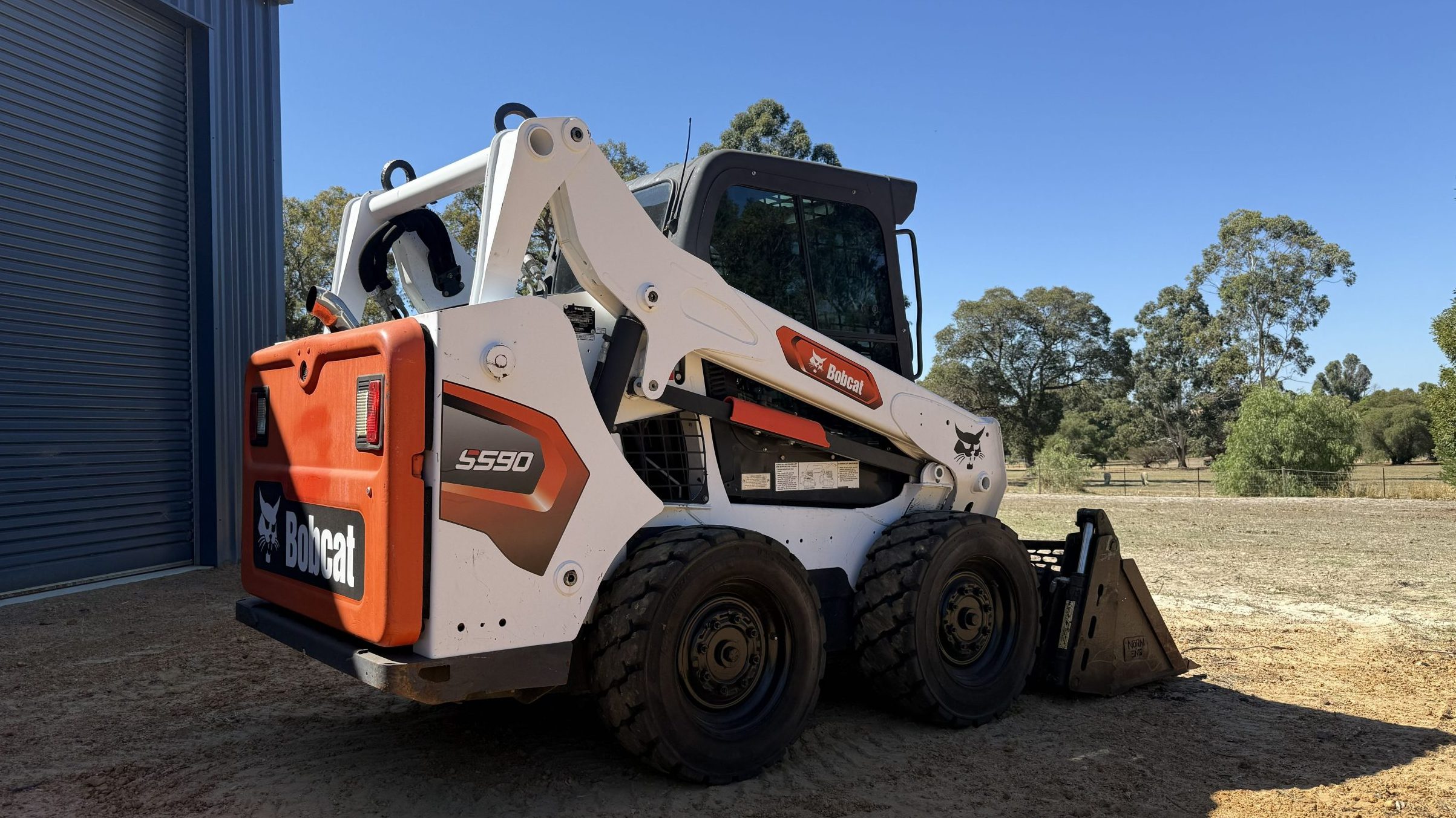 Bobcat S590 skid steer loader at BAU Plant Hire yard in Perth